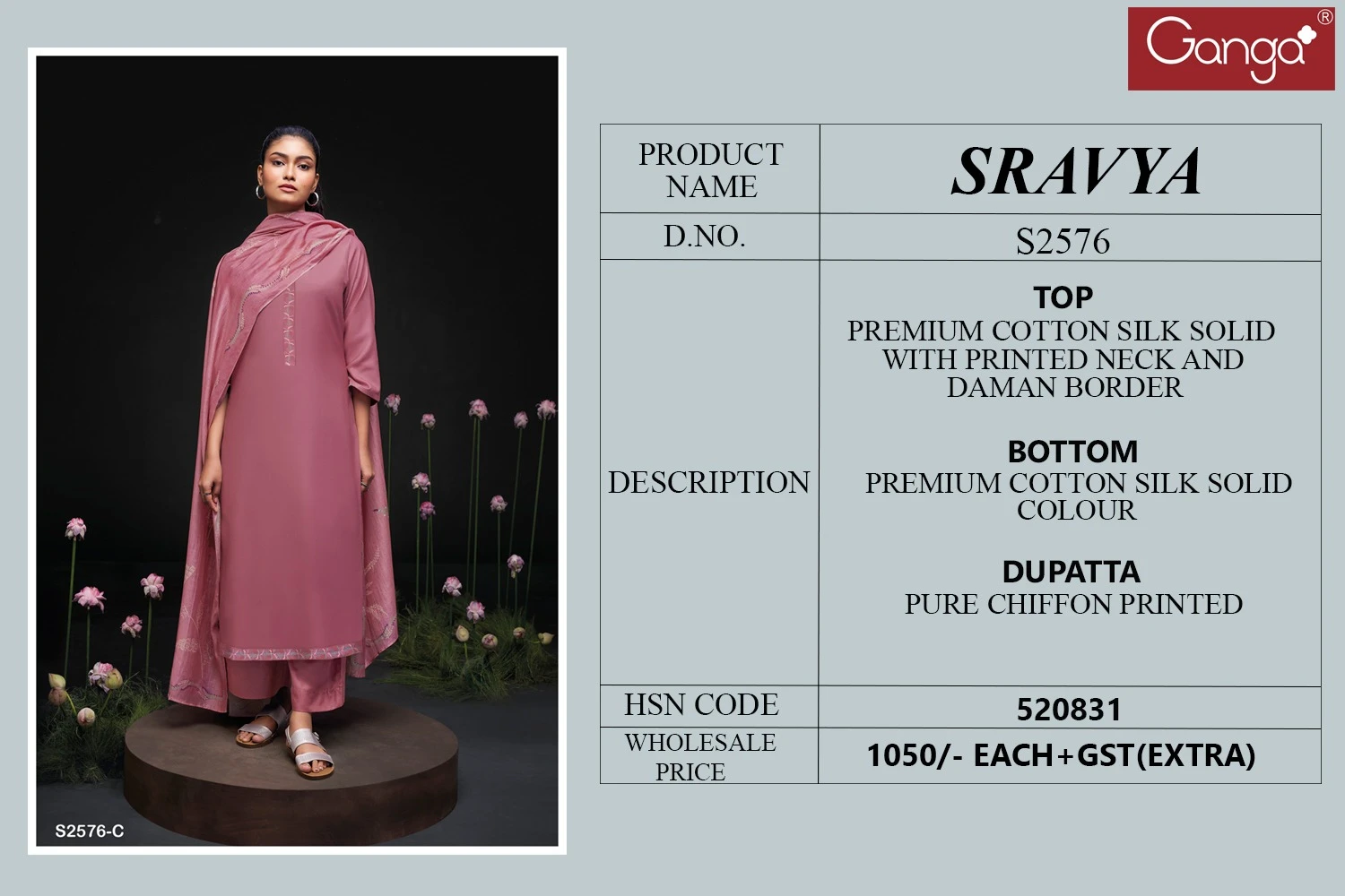 Ganga S2576 Sravya Premium Cotton Silk Wholesale Fancy Salwar Suit Catalog — Wholesale Salwar Suits, Ganga wholesale from Surat - Gallery Image 5
